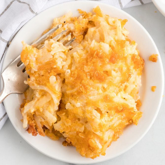 Cheesy Potato Casserole with Hash Browns - Princess Pinky Girl