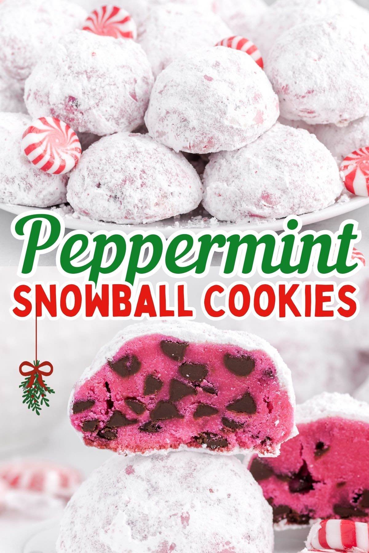 peppermint snowball cookies pin.