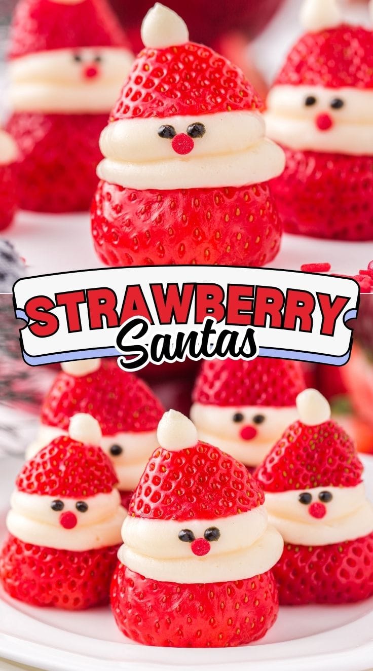 5 cute Strawberry Santas served on a plate