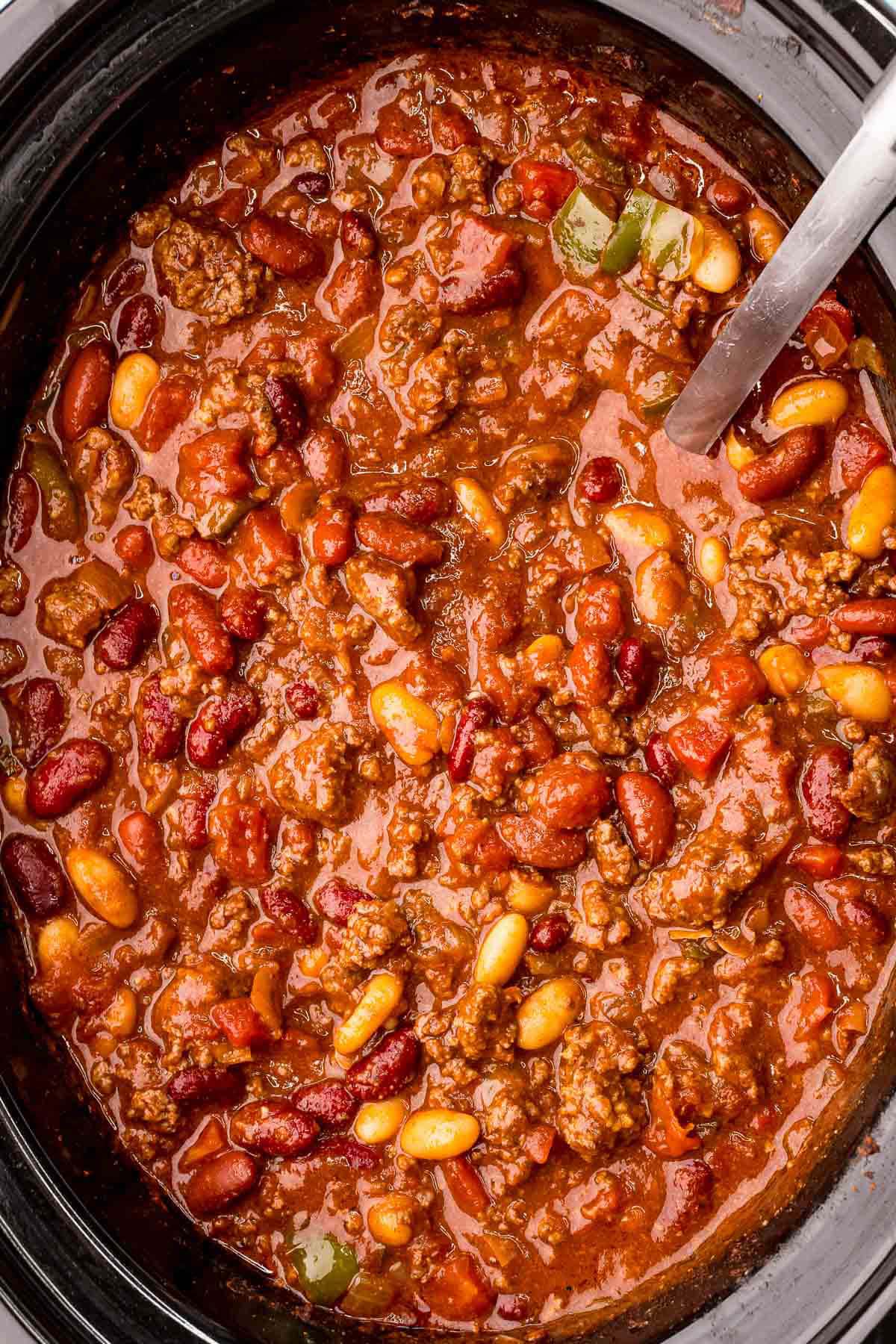 Slow Cooker Chili after cooking