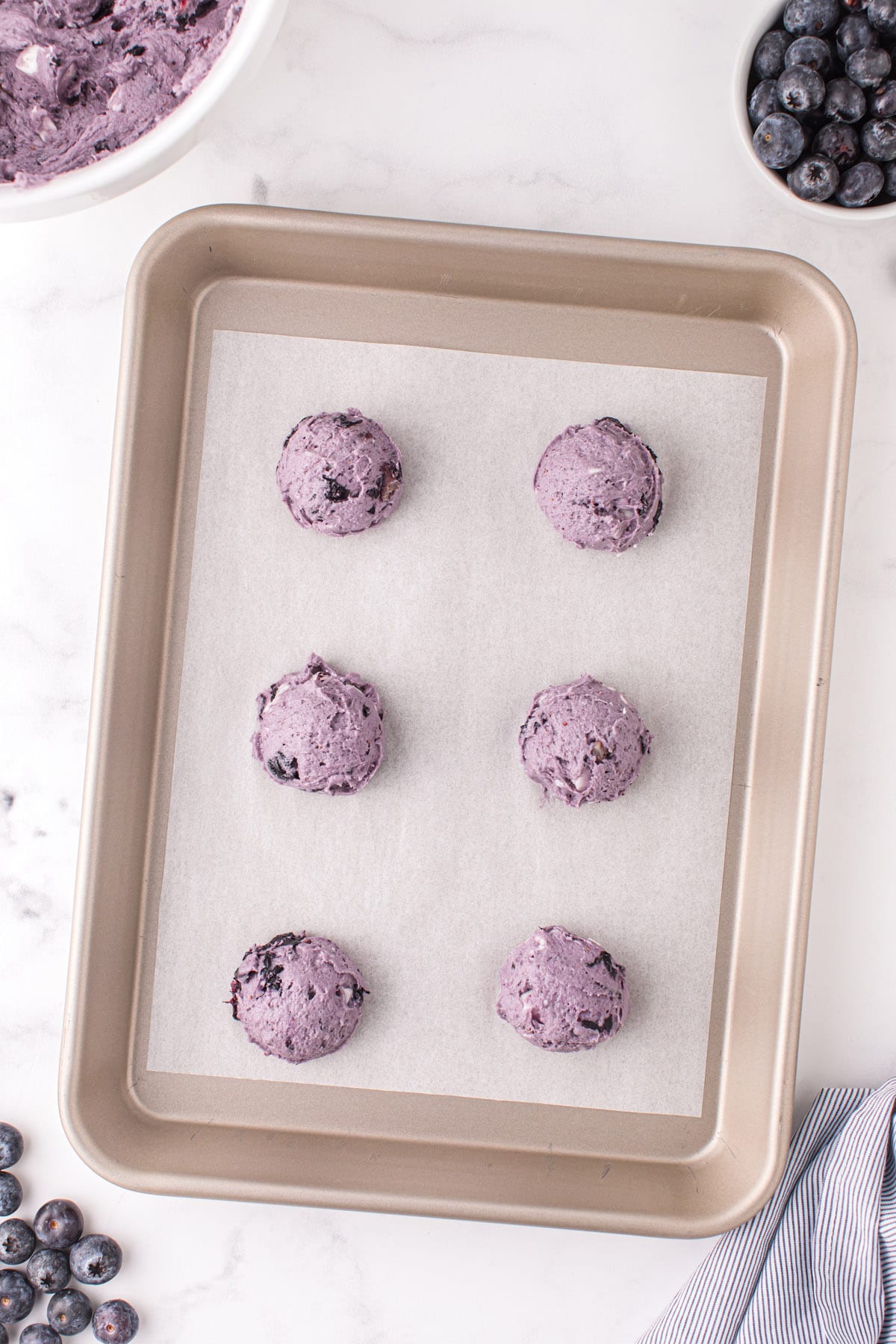 blueberry cookie dough in the pan