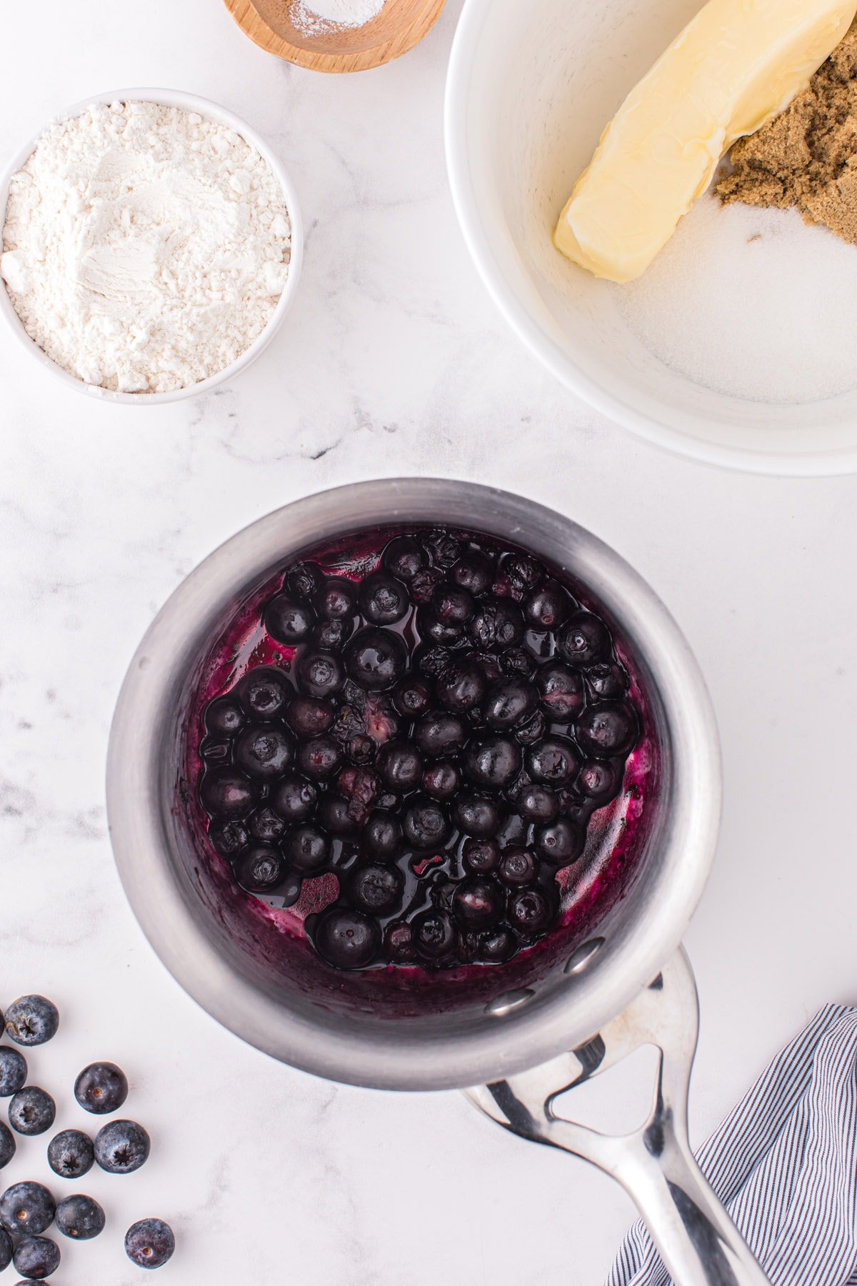 heat the blueberries in a pan