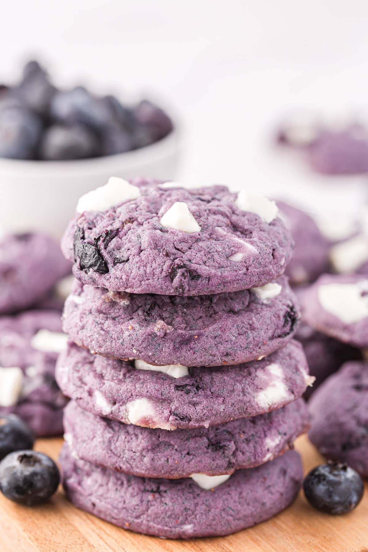 blueberry cookies stacked