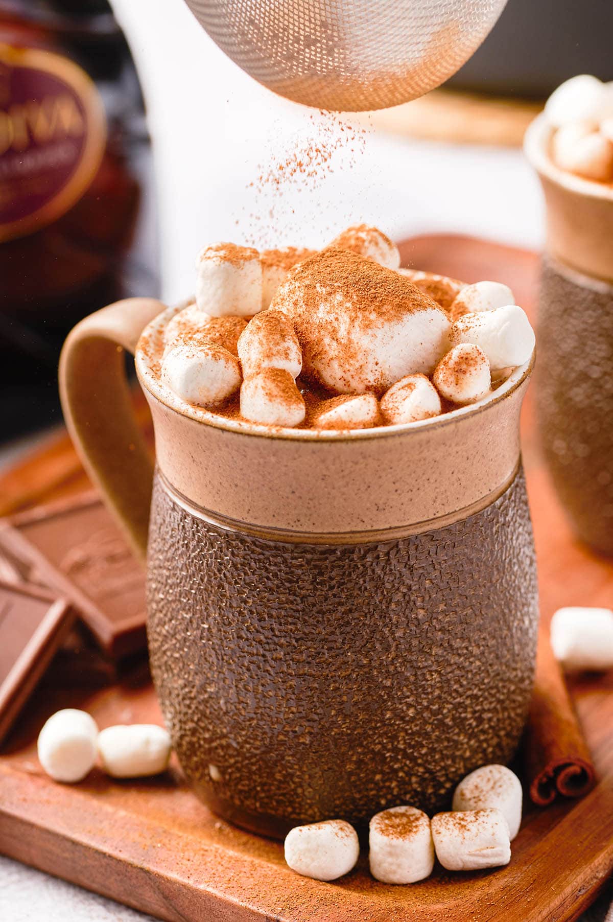 add topping into the boozy hot chocolate