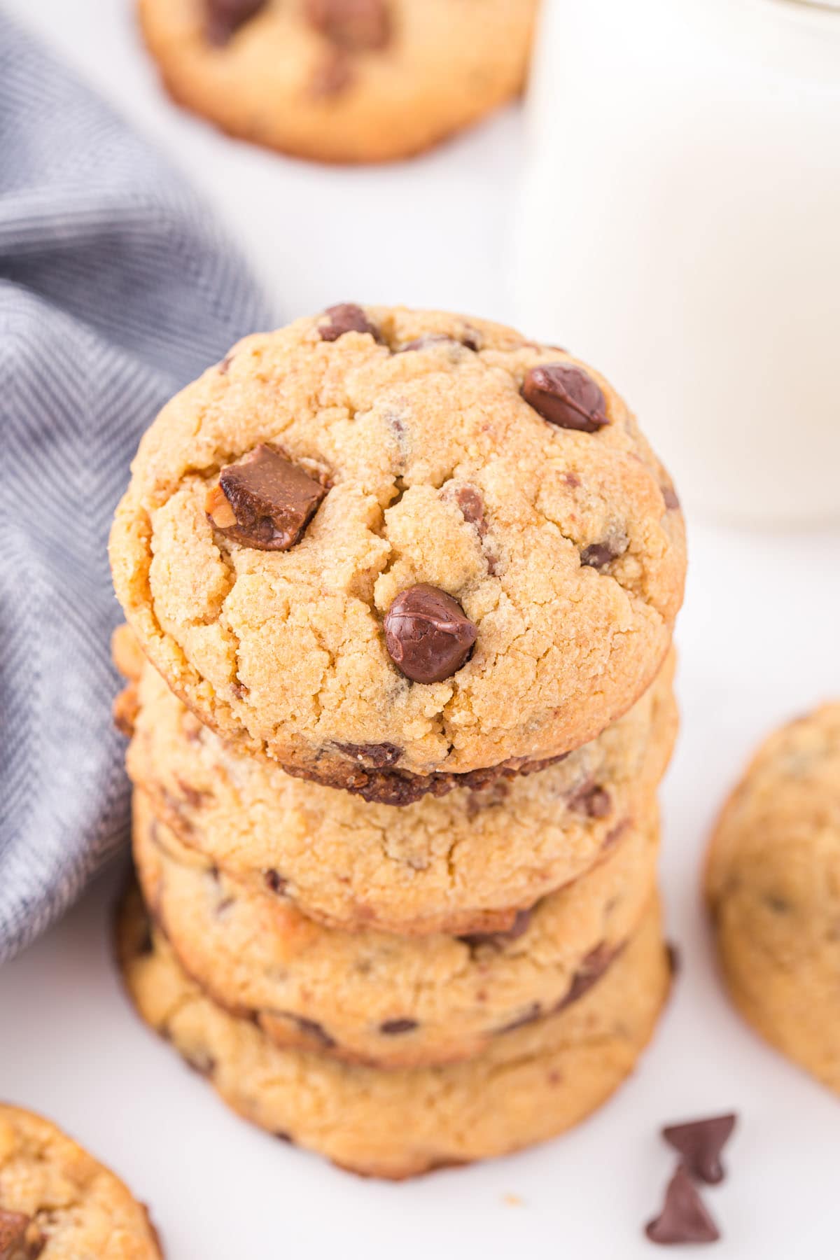 stacked Browned Butter Chocolate Chip Cookies