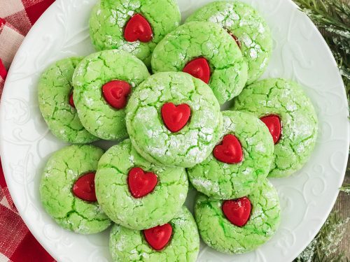 The Grinch Cookies (Cake Mix Recipe) - Nourish Plate