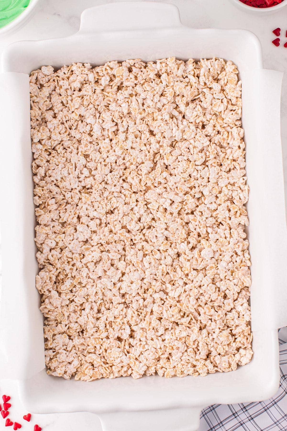 pour the Rice Krispies mixture into the pan