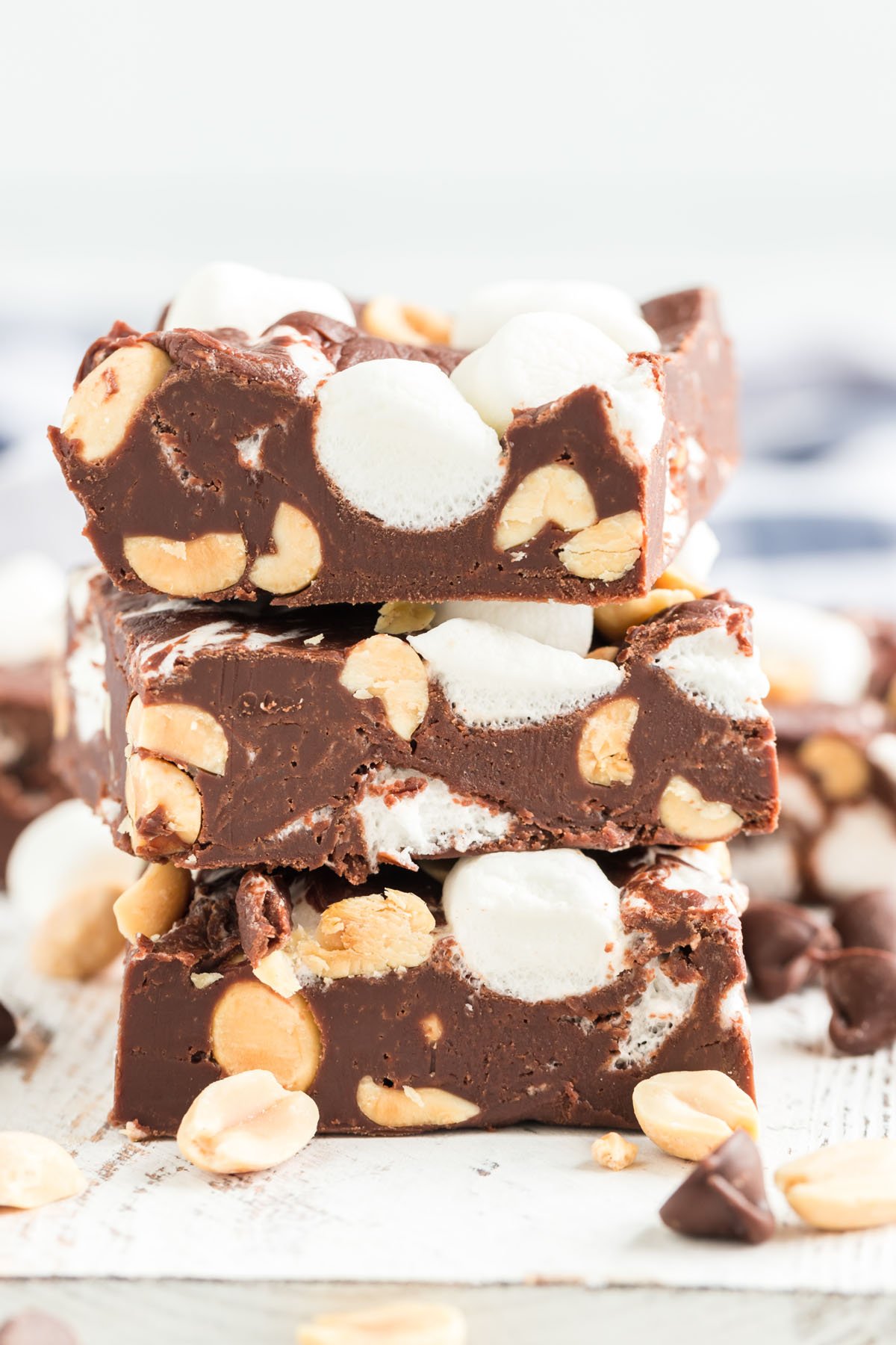 stacked rocky road fudge