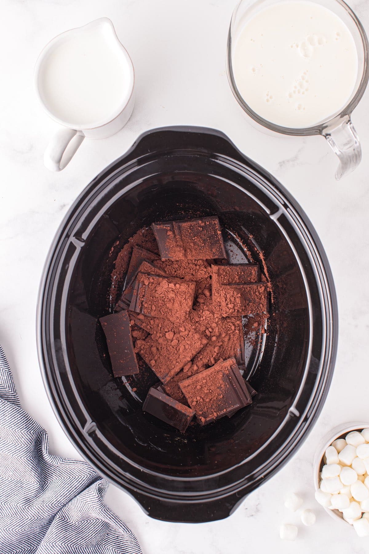chocolate pieces inside slow cooker