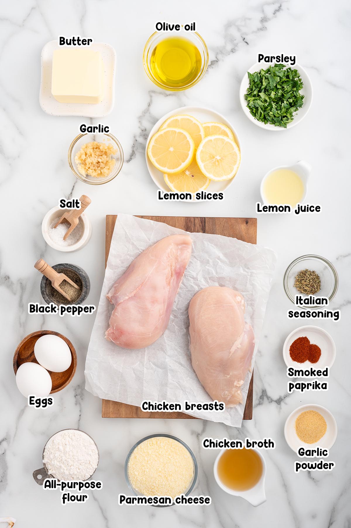 Lemon chicken ingredients.