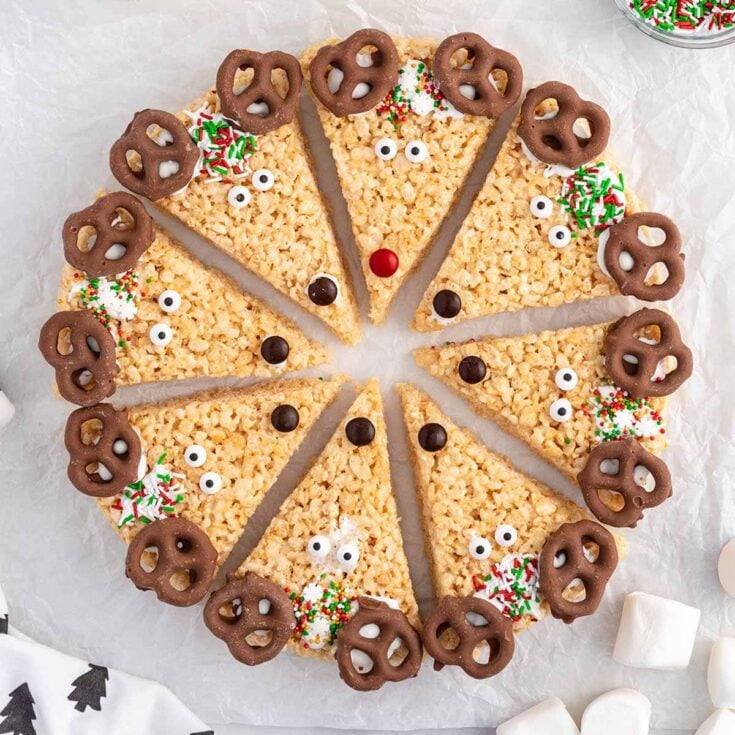 reindeer rice krispie treats featured image
