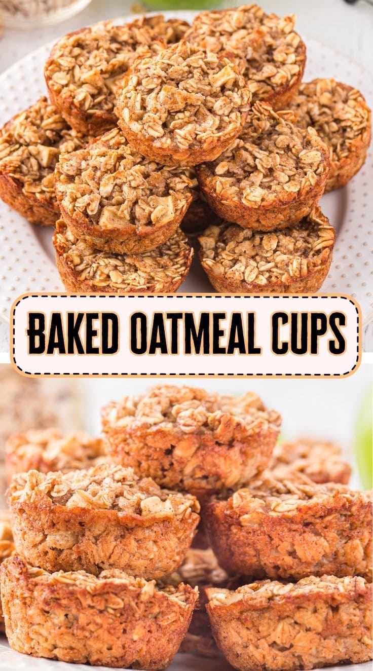 Stacked Baked Oatmeal Cups served on a plate