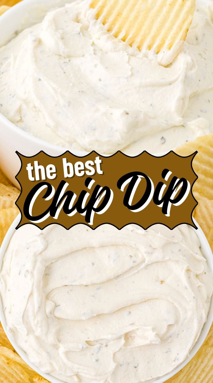 Close up of creamy chip dip in a bowl