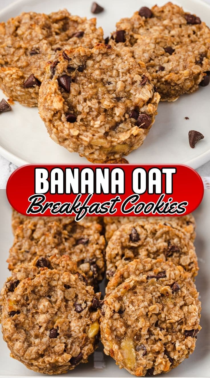 3 pieces Banana Oat Breakfast Cookies on a white plate