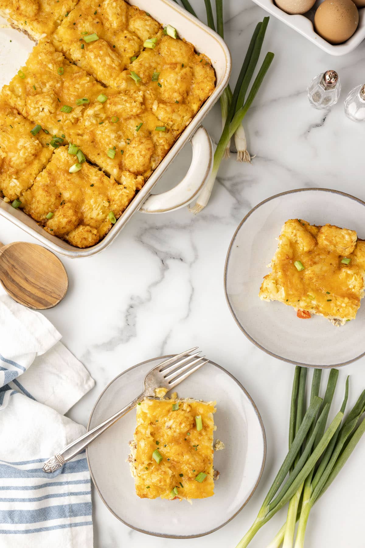 Tater Tot Breakfast Casserole on the plate