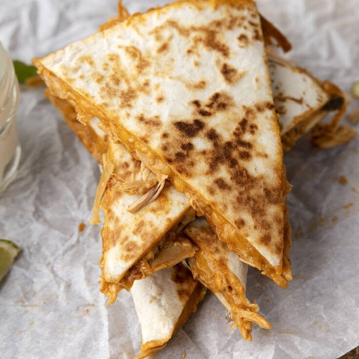 Crockpot Queso Chicken Quesadillas.