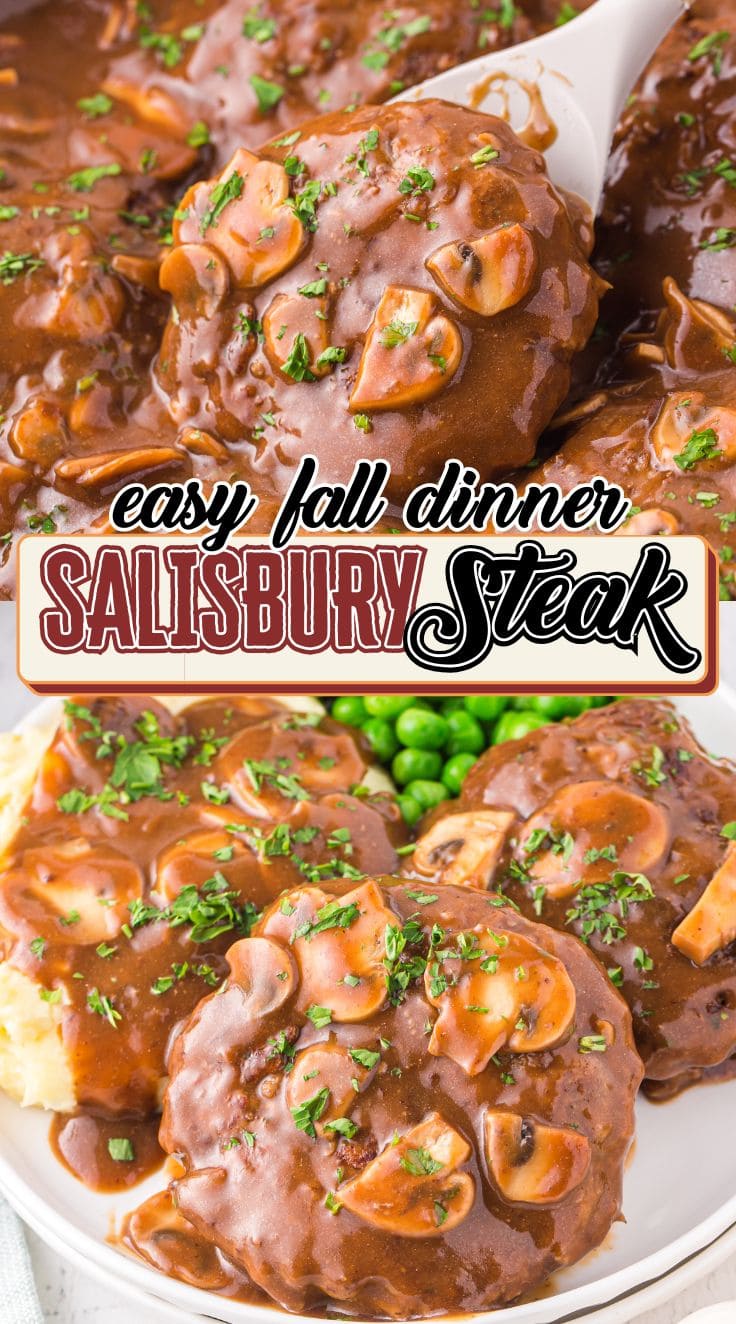 Salisbury Steak served on a white plate