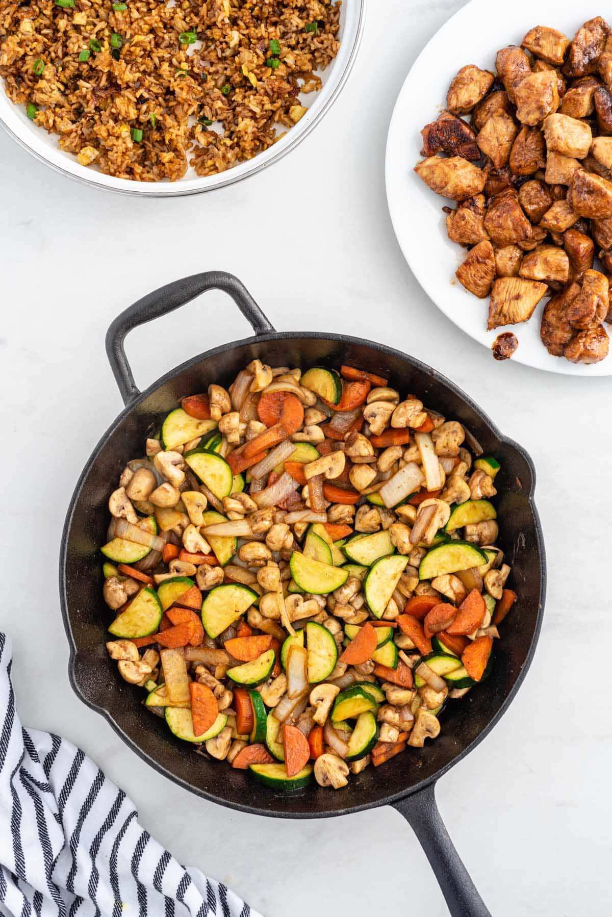 cook the vegetables in the skillet