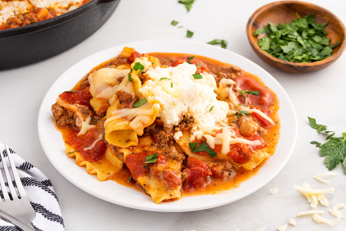 skillet lasagna on a plate