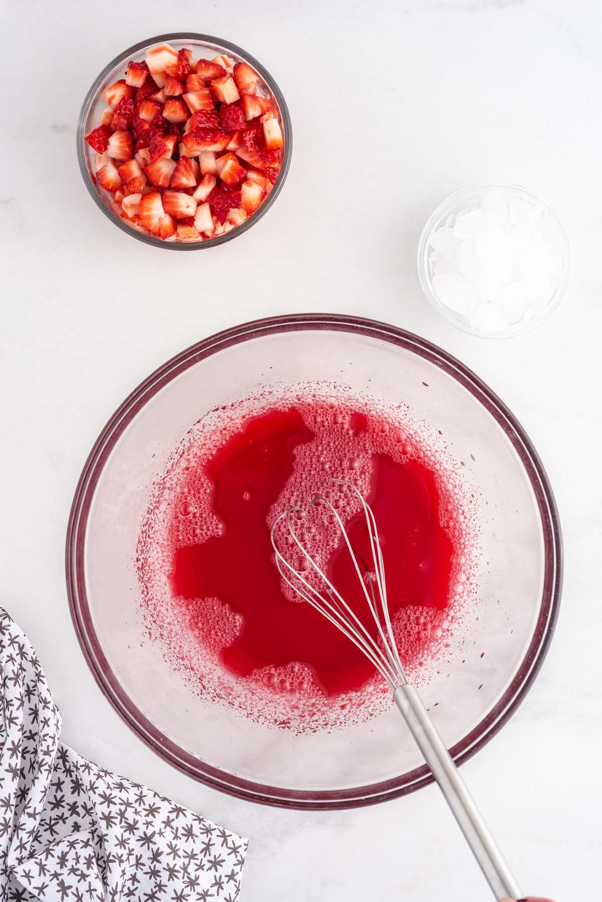 strawberry jello in a bowl