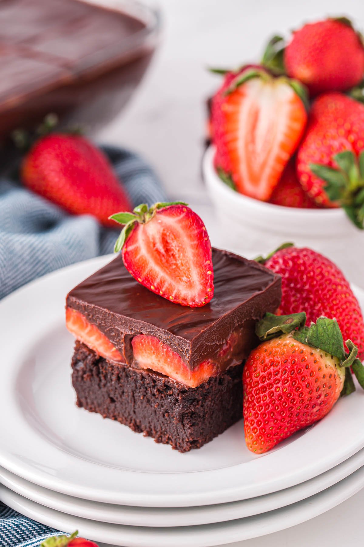 square slice of Chocolate Covered Strawberry Brownies