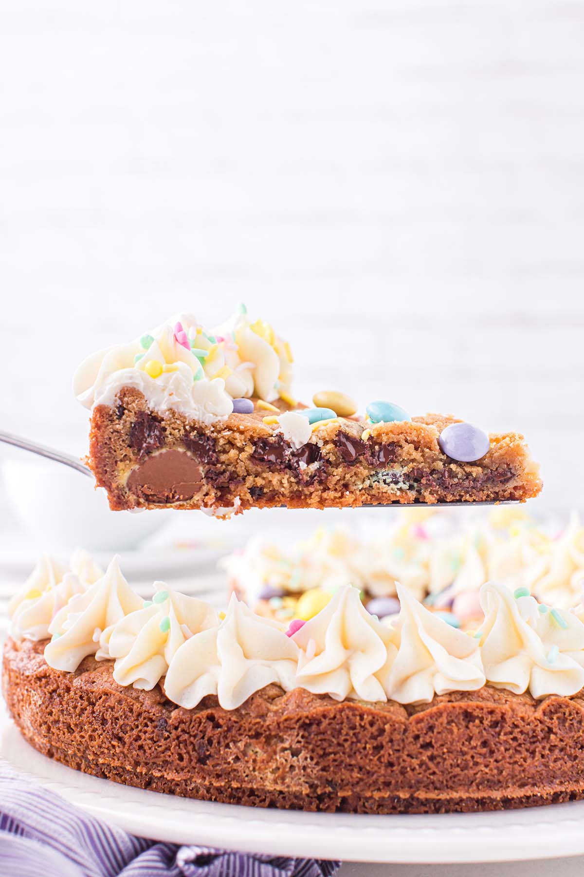 a slice of easter cookie cake