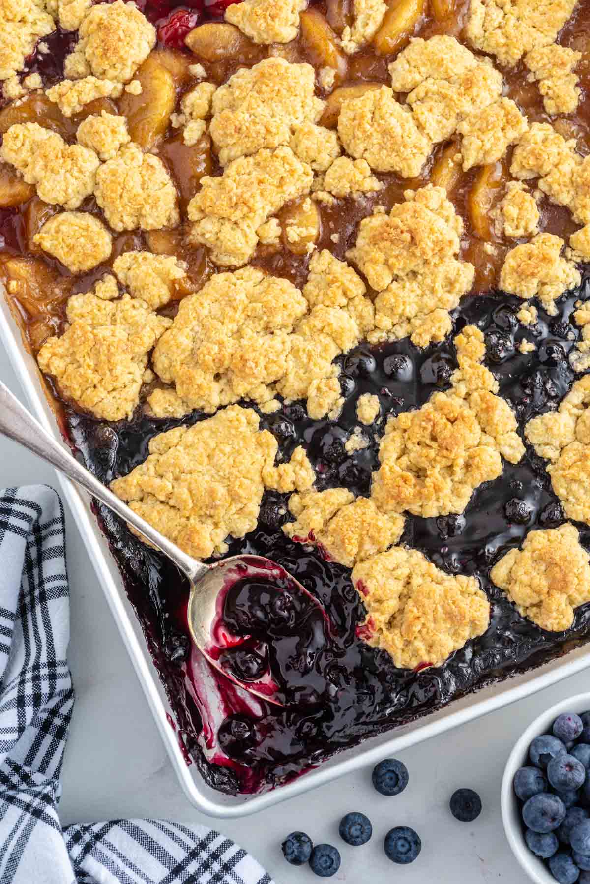 sheet pan cobbler with blueberry filling