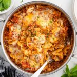 Skillet lasagna in a pot.