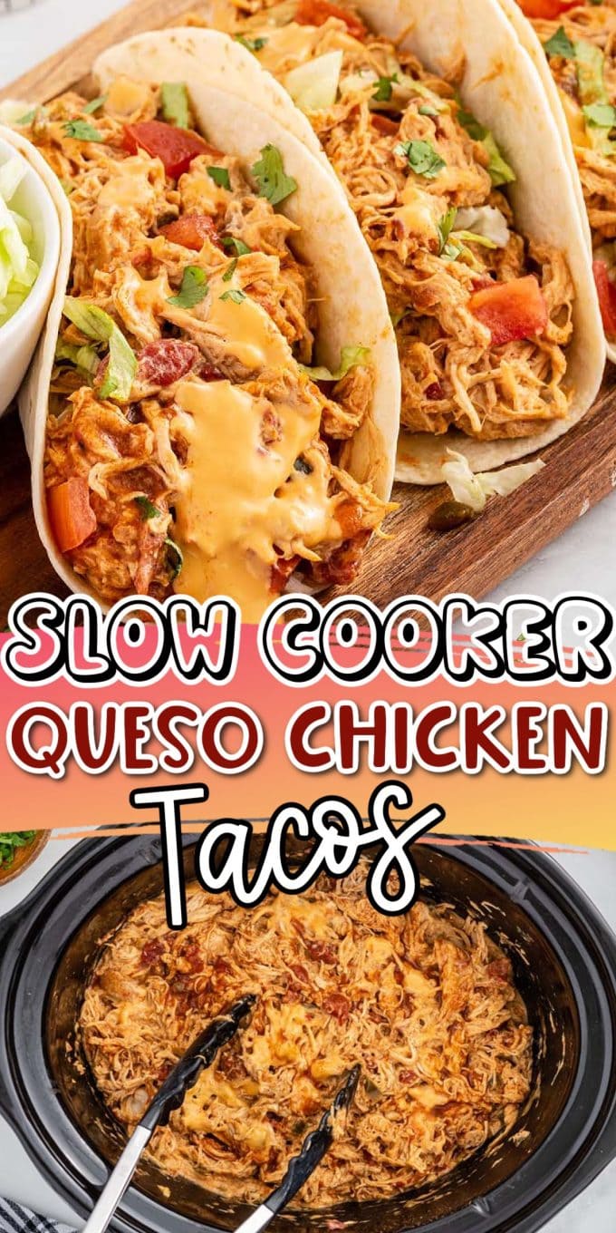 Slow Cooker Queso Chicken Tacos pinterest