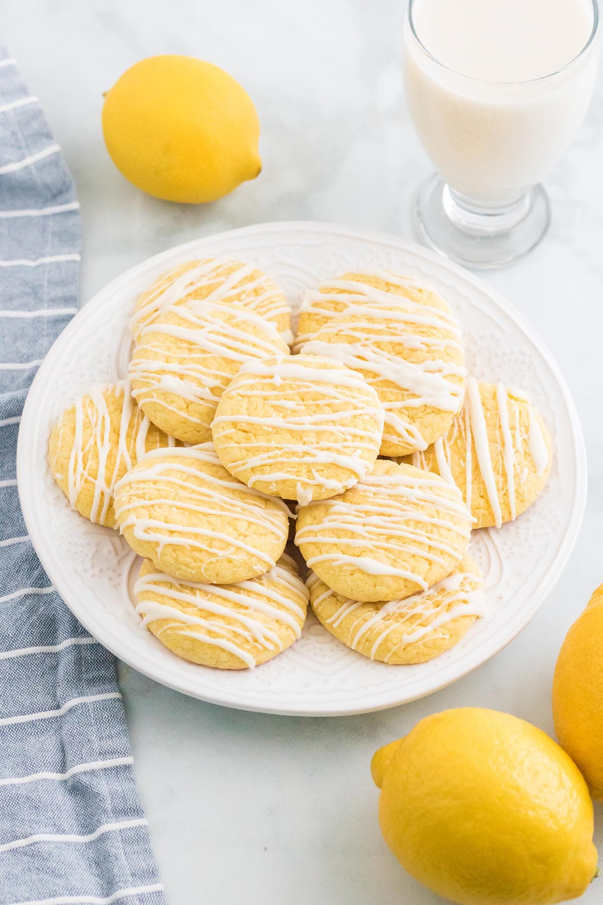 lemon cake mix cookies on a plate