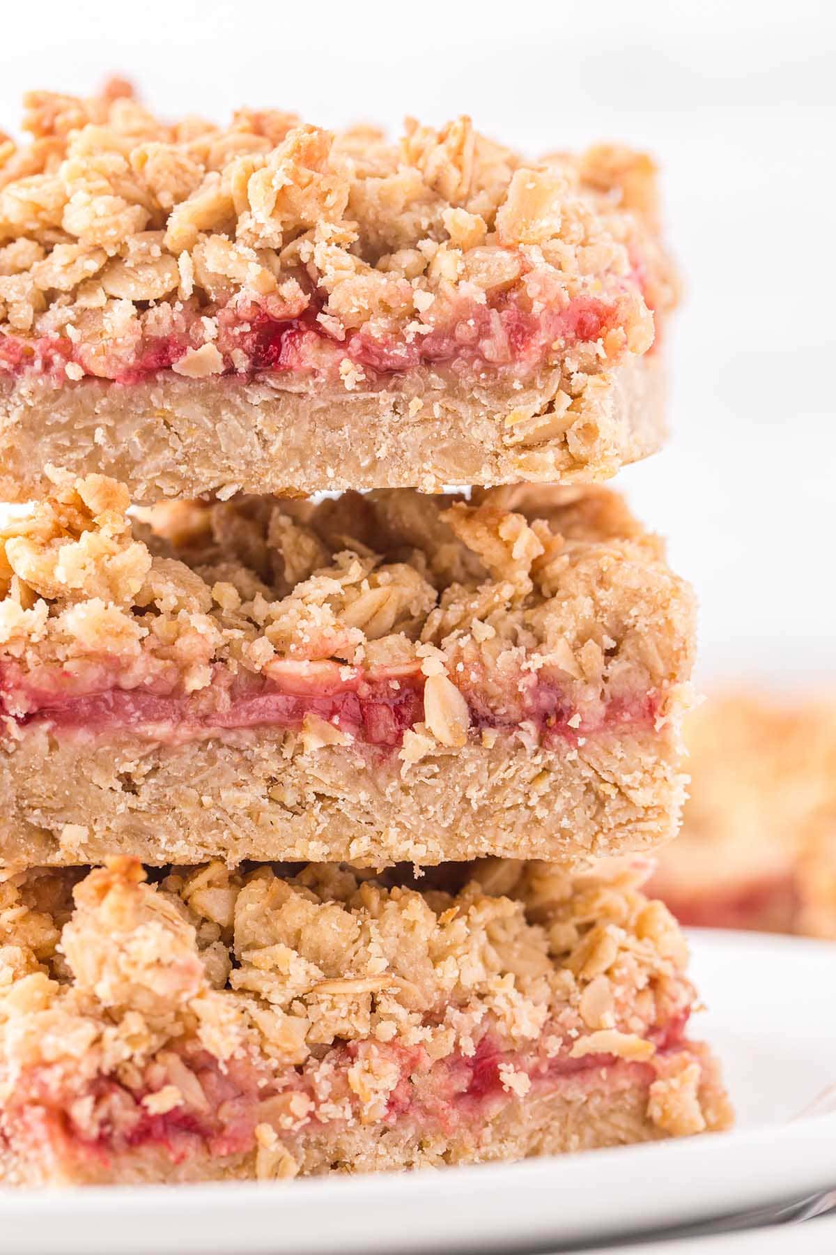 strawberry oatmeal bars stacked