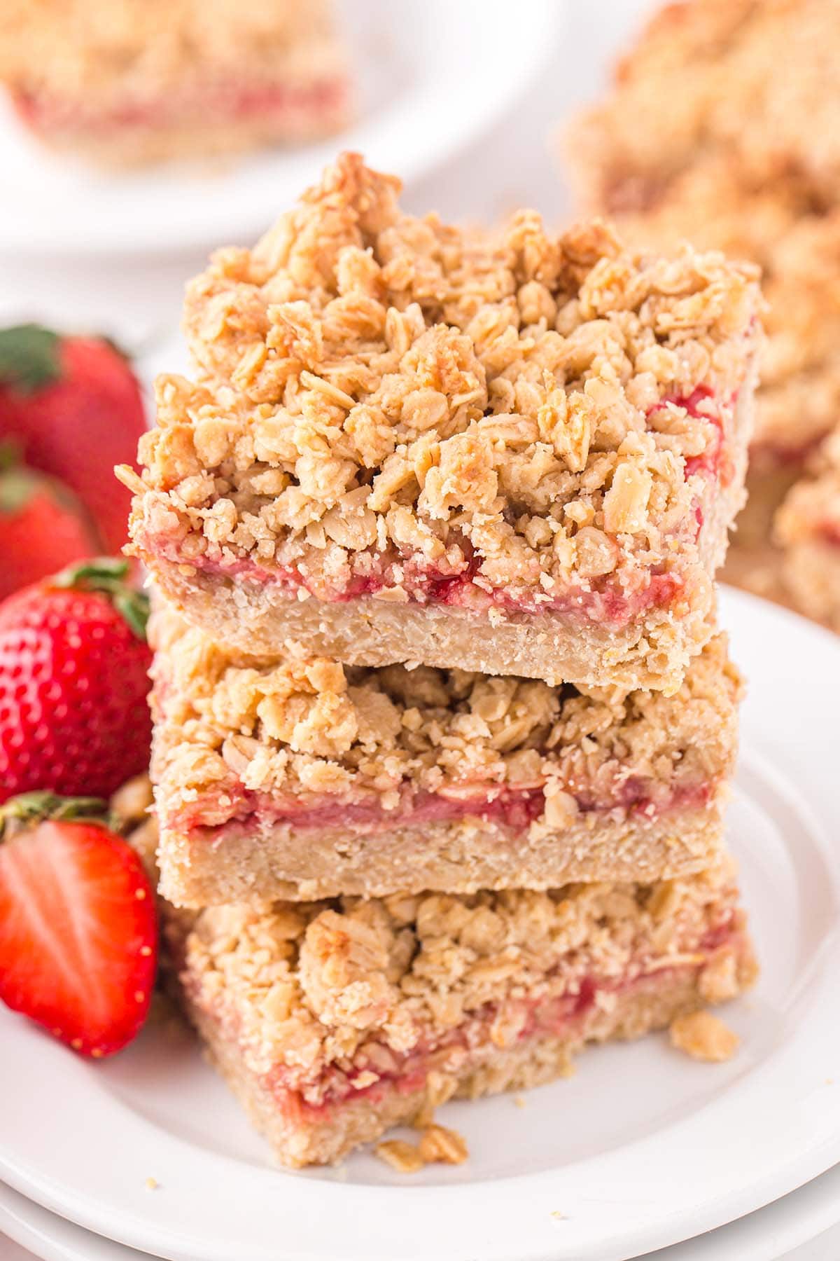 stacked healthy strawberry oatmeal bars