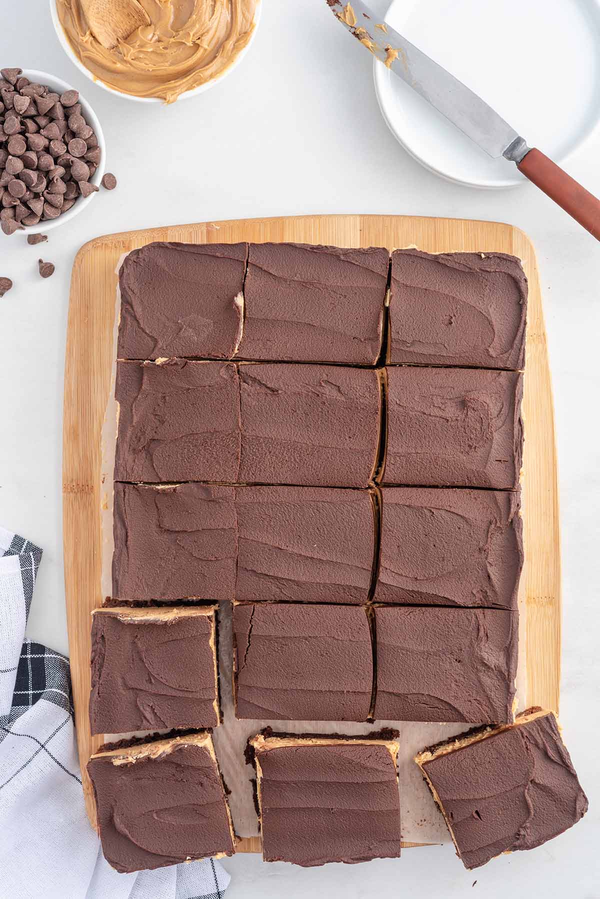 buckeye brownies cut into squares