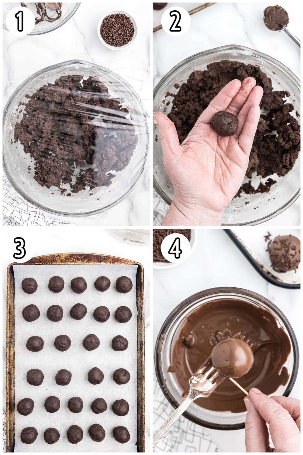 Chocolate Cheesecake Bites collage process