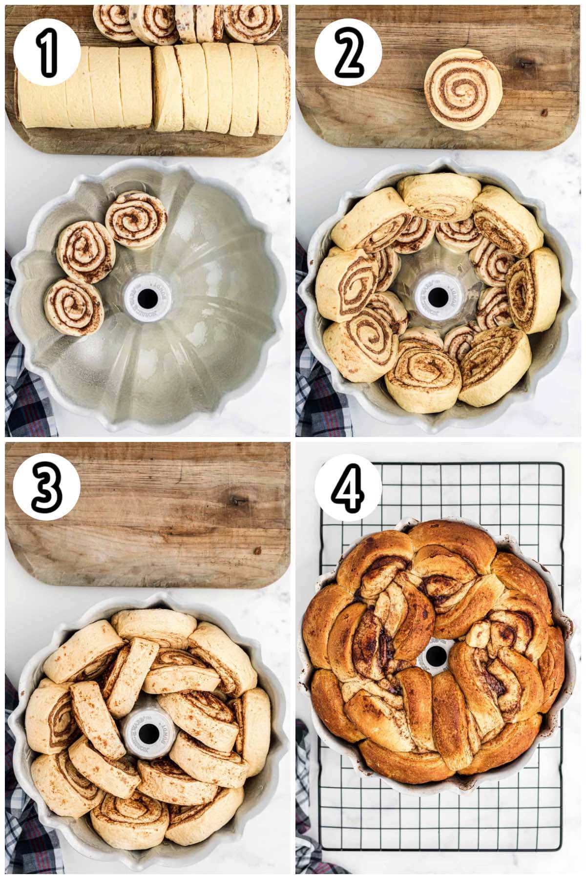 Cinnamon Roll Bundt Cake collage process