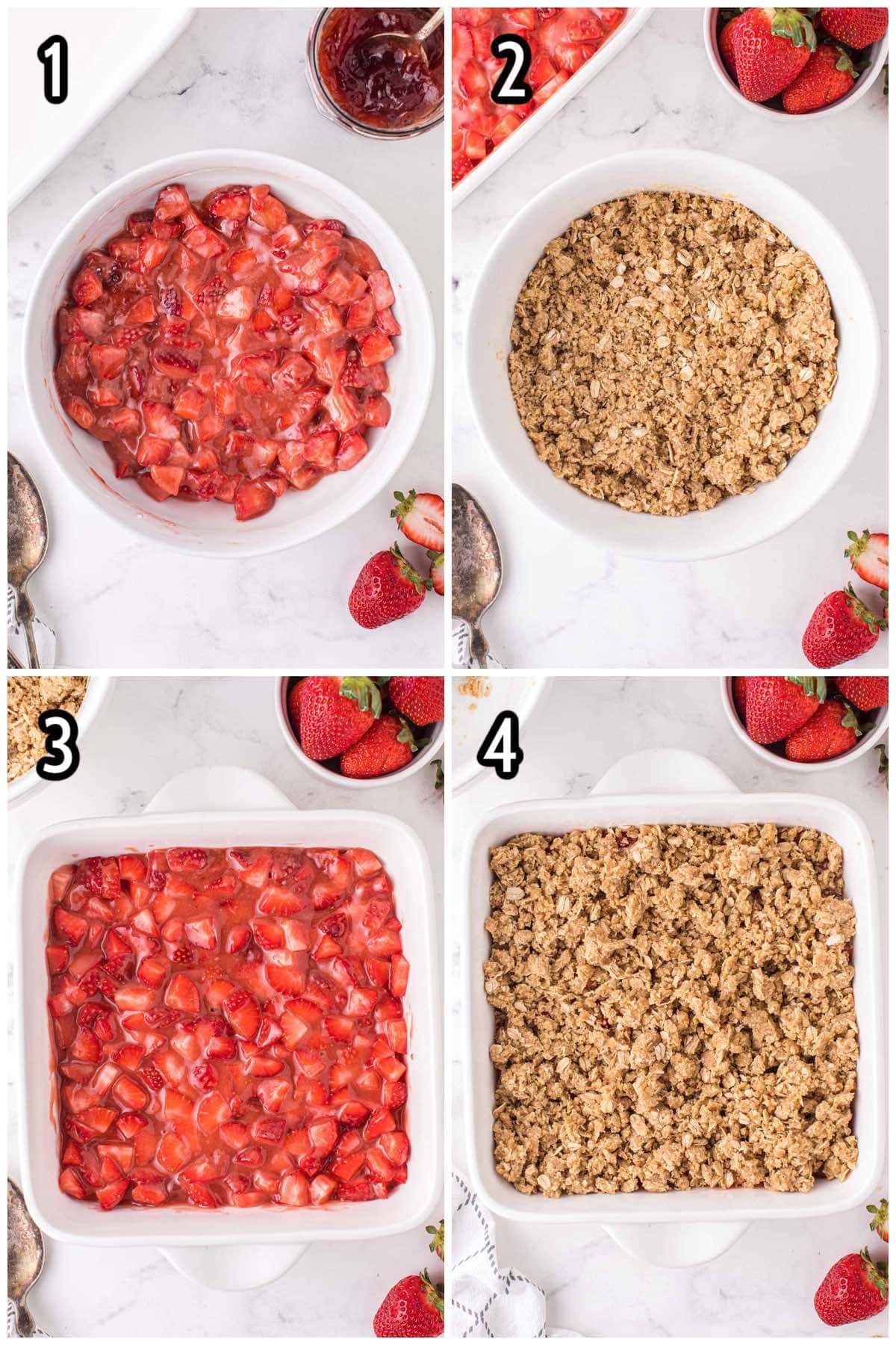strawberry crisp instructions collage