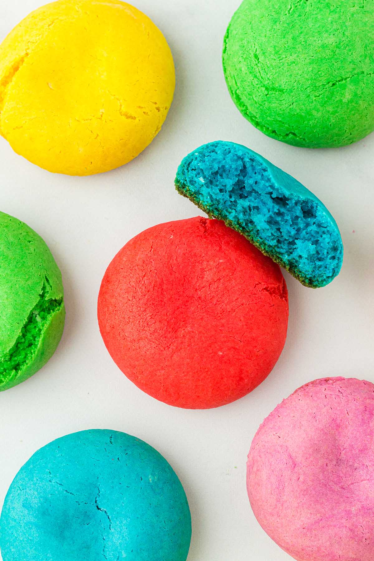 rainbow cake mix cookies with white background