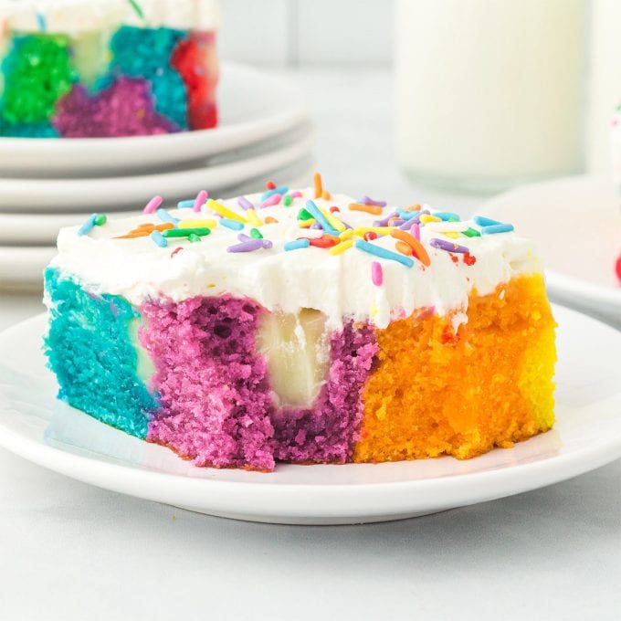 Rainbow Poke Cake - Princess Pinky Girl