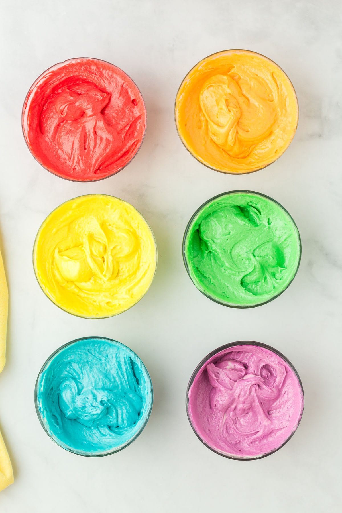 cake batter with different colors