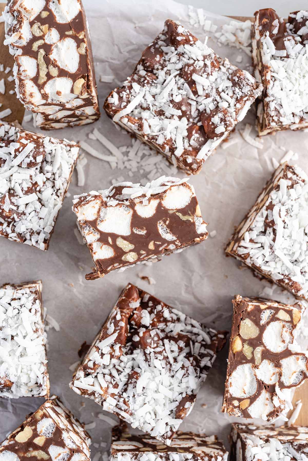 peanut butter rocky road cut into squares