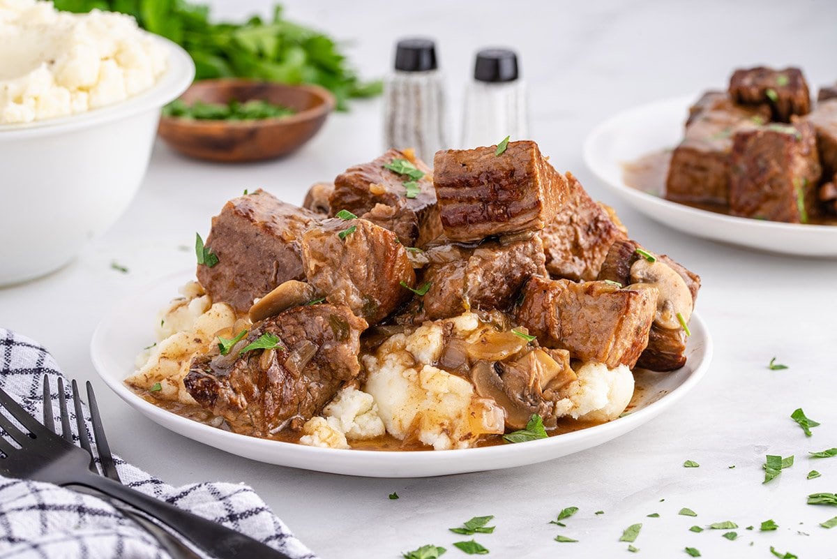 slow cooker beef on the plate