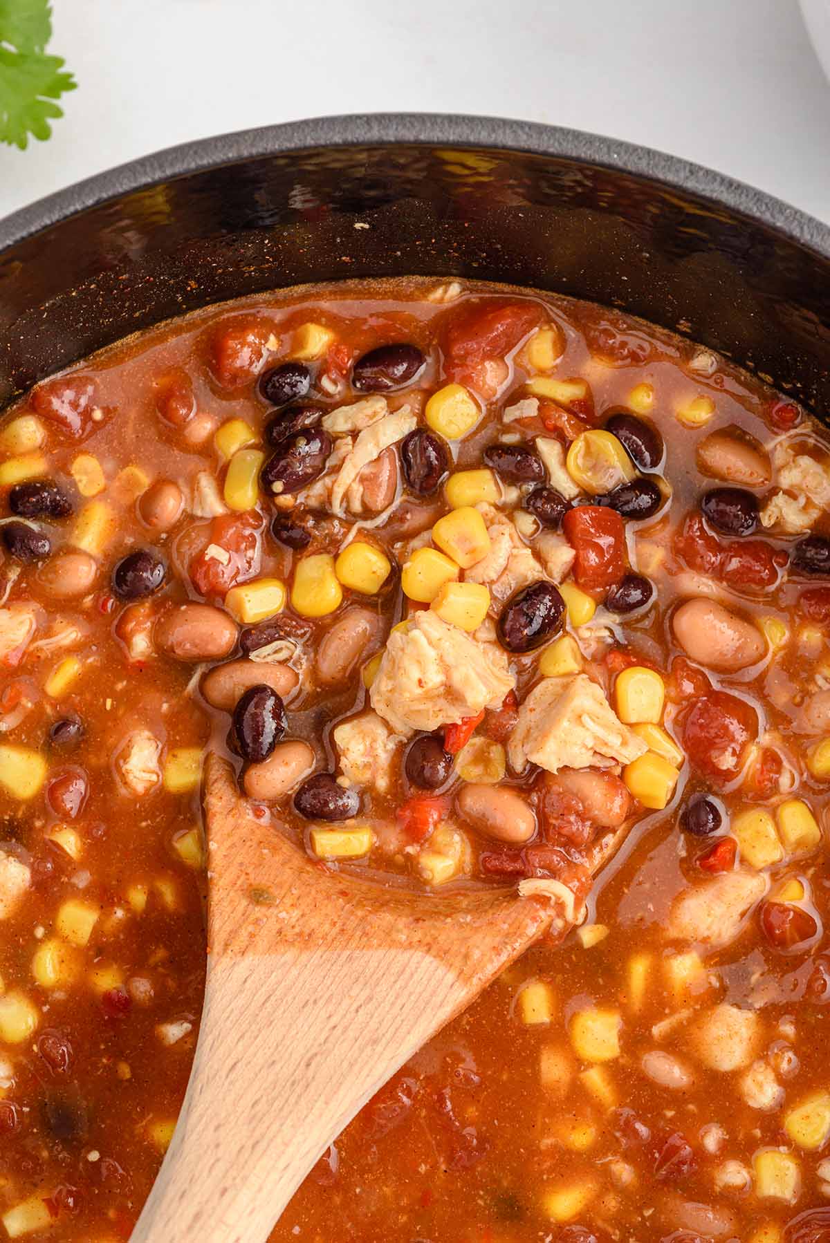 chicken taco soup in a pan