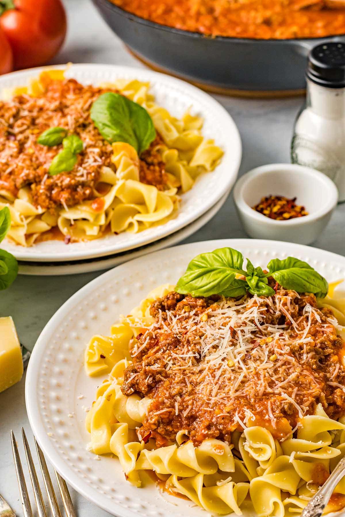 pasta served with bolognese sauce 