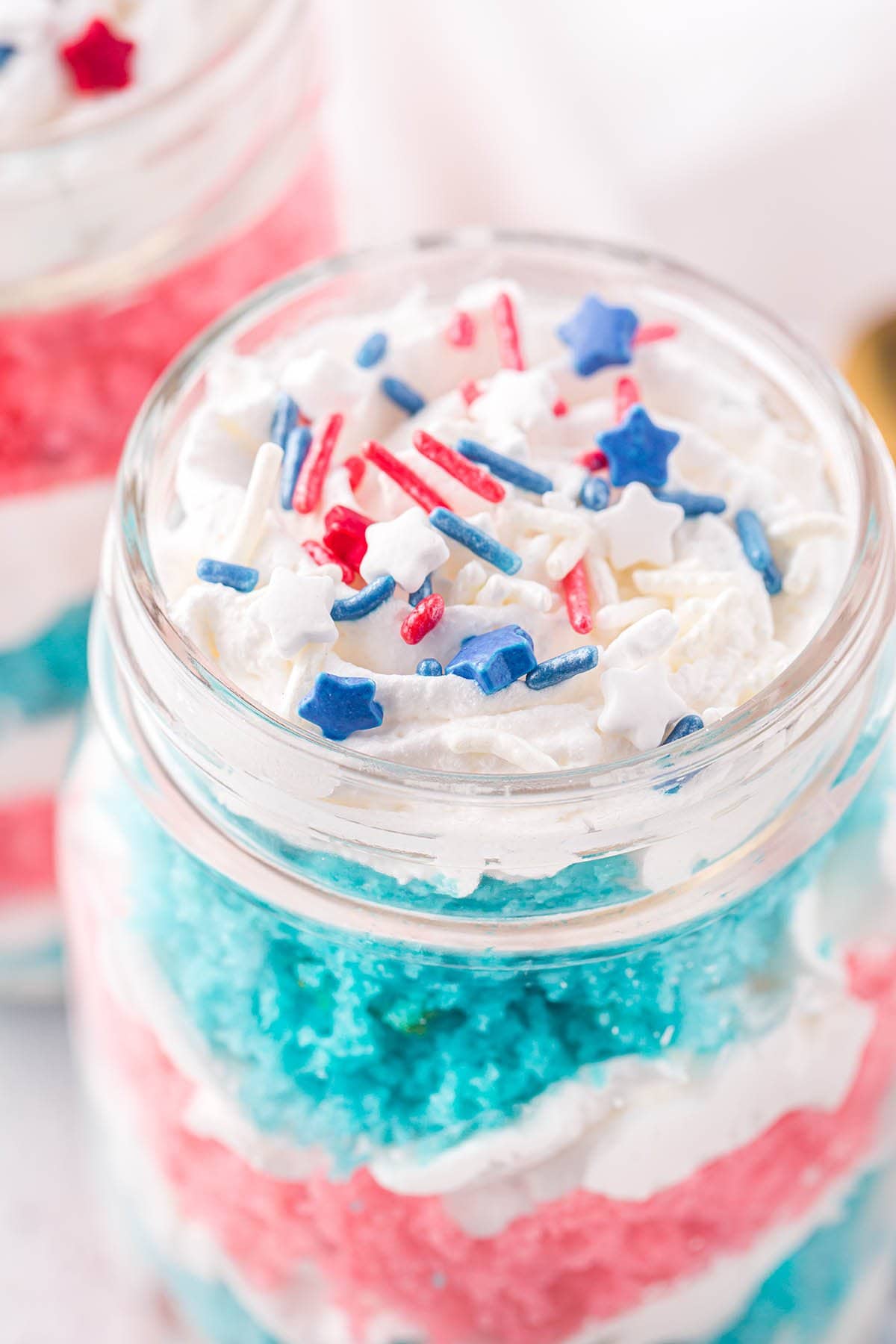 cake in a jar with sprinkles