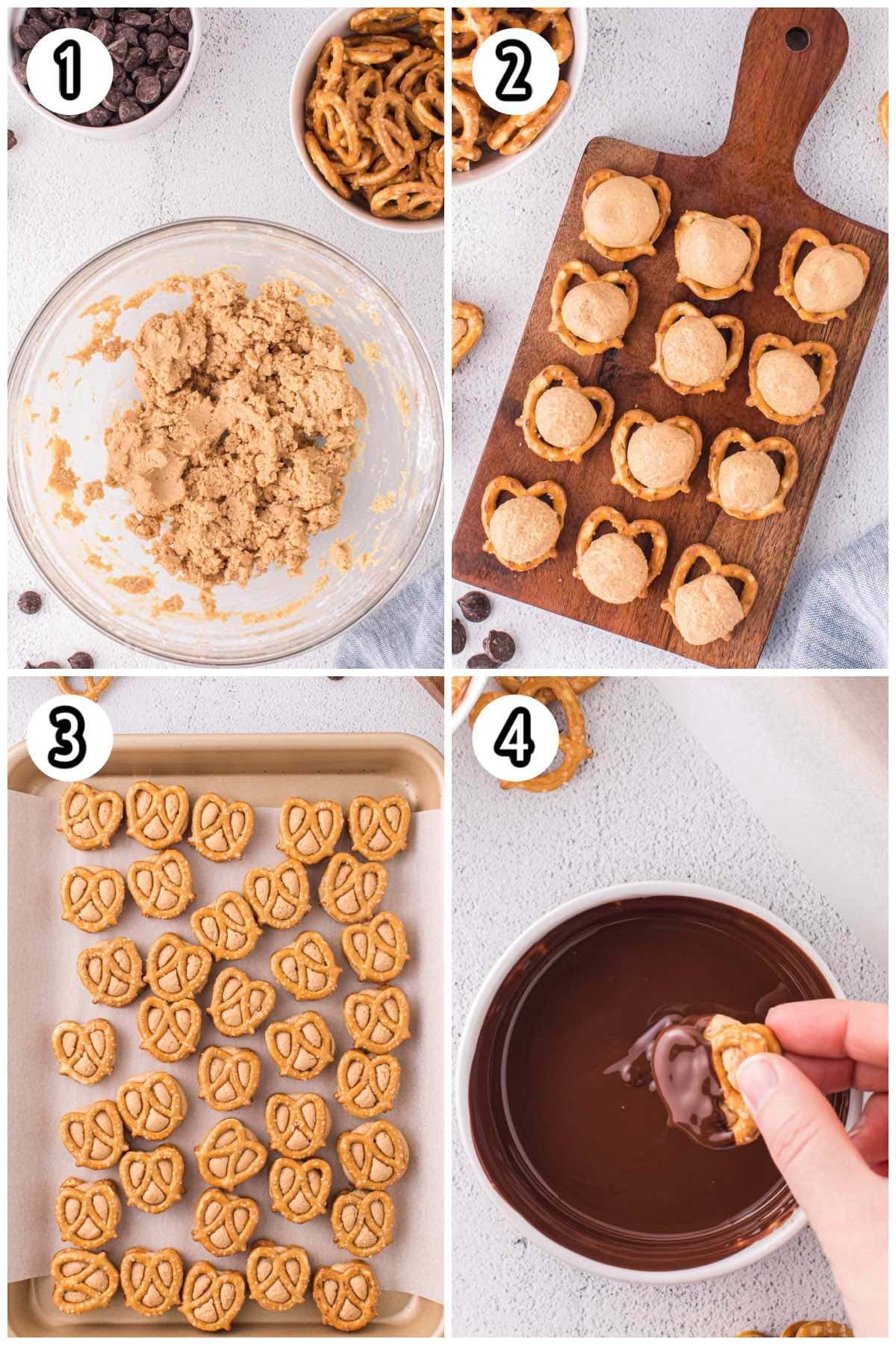 Peanut Butter Pretzel Bites collage process