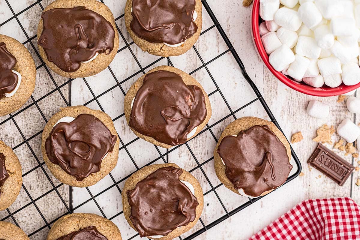 S'Mores Thumbprint Cookies top view