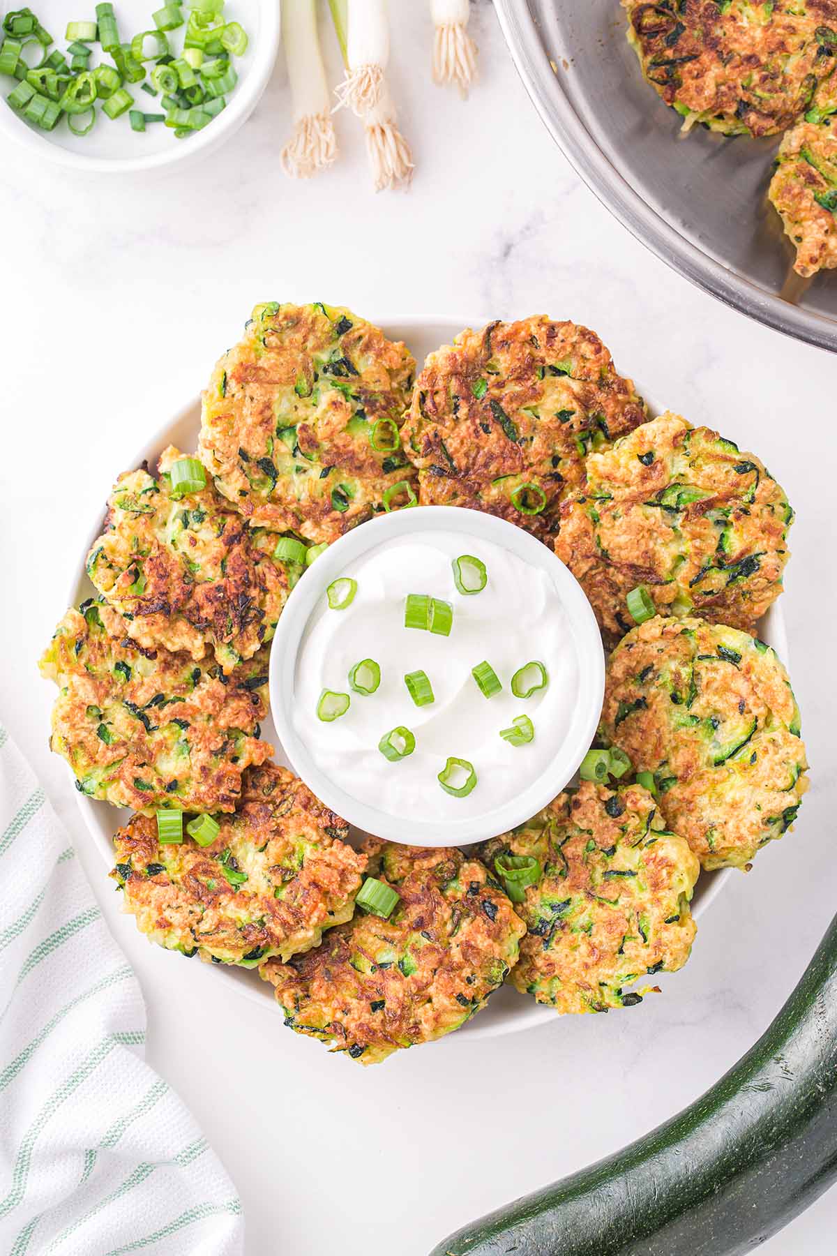 zucchini fritters on a plate