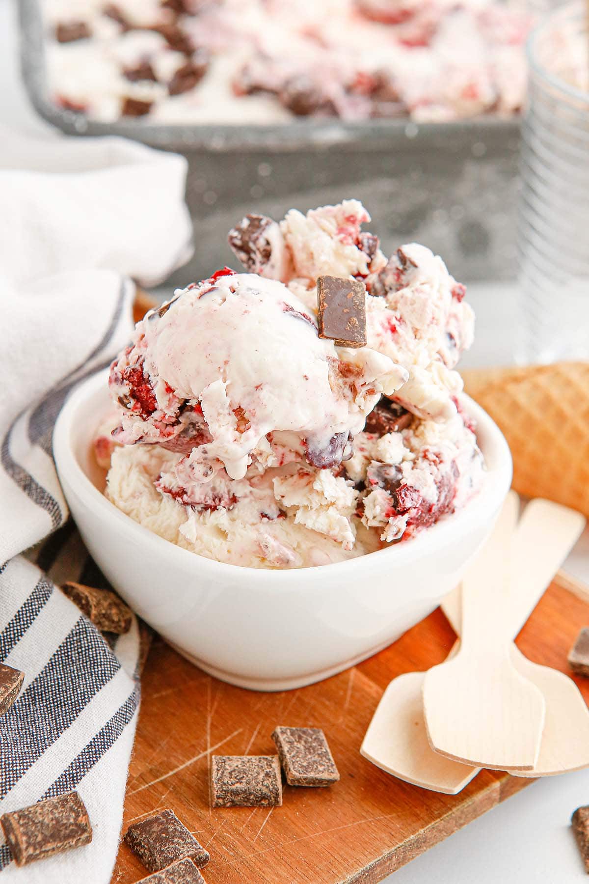 Cherry Garcia No Churn Ice Cream in a bowl