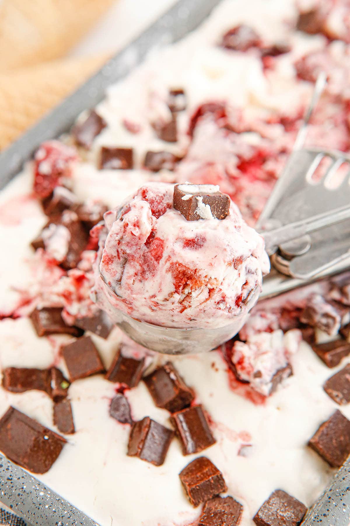 a scoop of cherry garcia ice cream