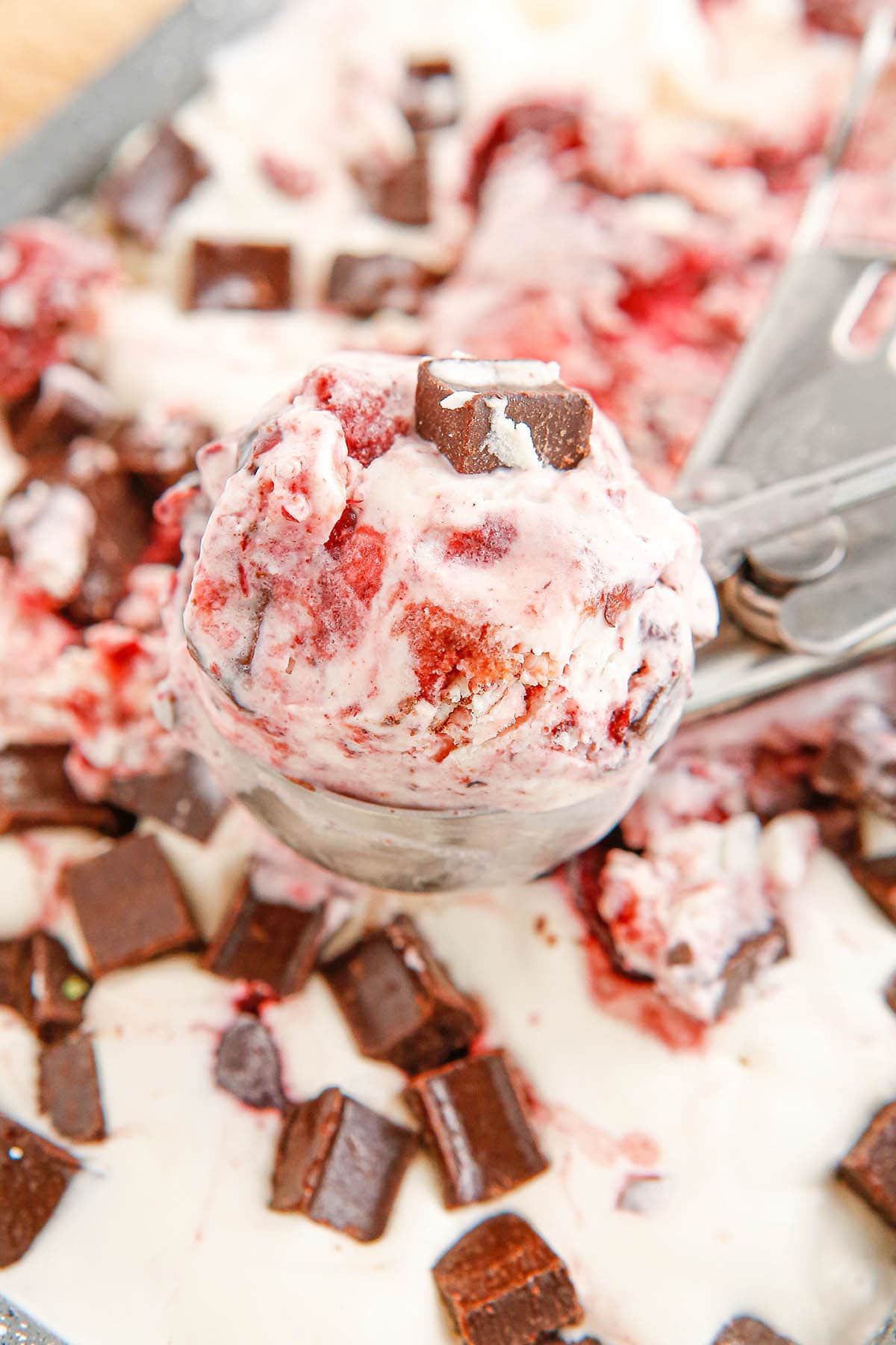 big scoop of Cherry Garcia No Churn Ice Cream